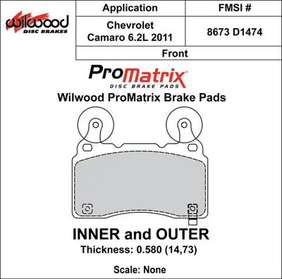 Wilwood Brakes 2015 - 2015 Chevrolet Original Equipment Pads - 150-D1474K
