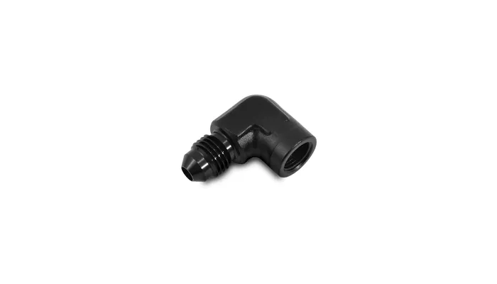 90 Degree an to Npt Adapter Fitting; -3an x 0.125 In. Npt; 6061 Aluminum; Black Anodized; Male an to Female Npt Adapter; product image