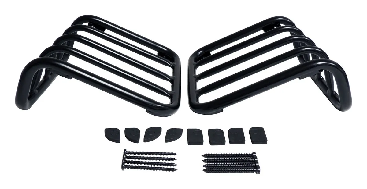 2007-2016 JK Wrangler Tail Light Guard Set Black Powder Coated Stainless Steel Tail Lamp Guard Set; Includes 2 Guards and Hardware Black product image