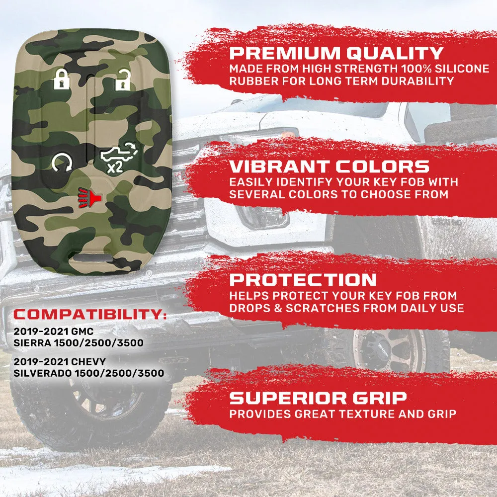 GMC & Chevy 19-21 Sierra & Silverado 1-Piece 100% Silicone Rubber Key Fob Cover - Multiple Colors product image