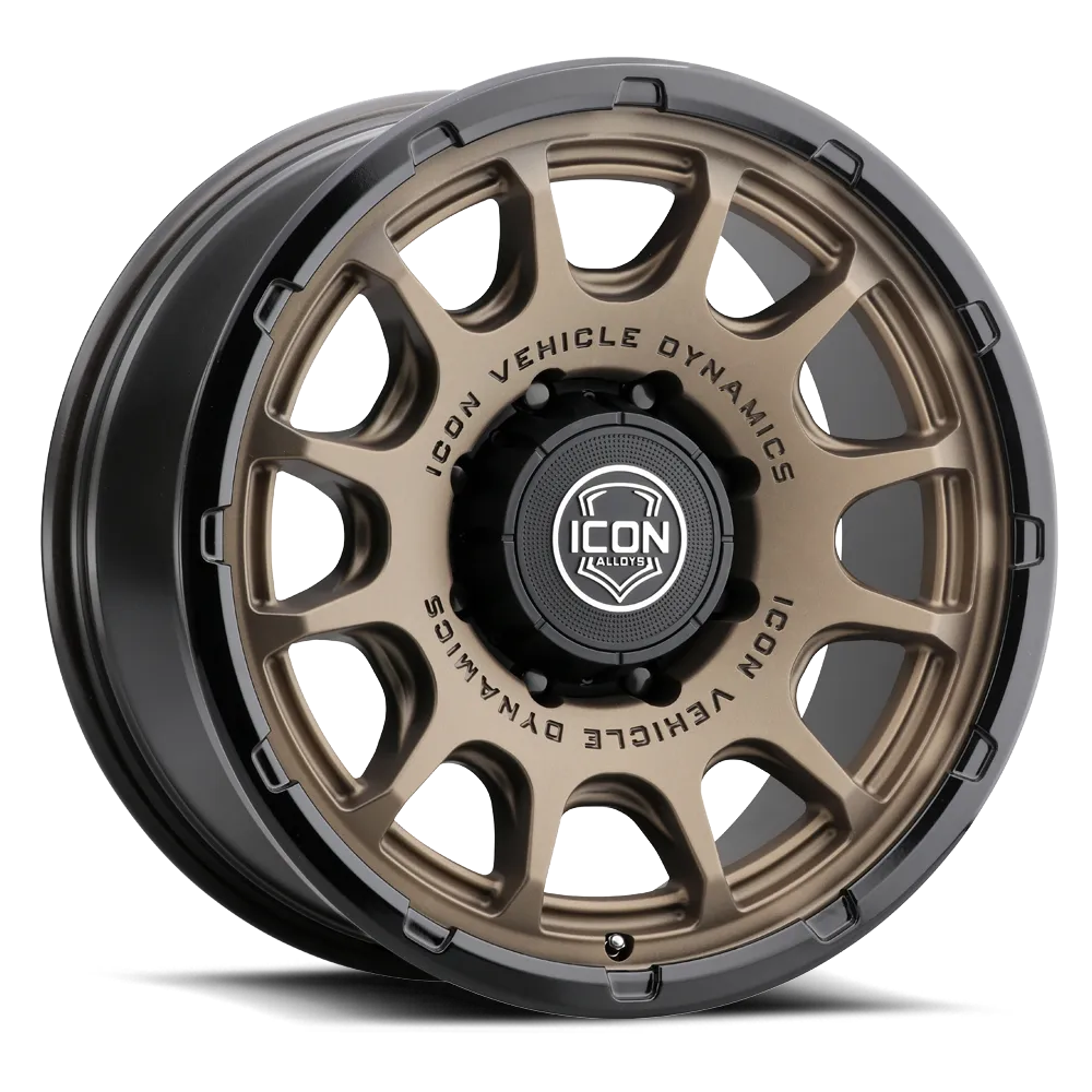 ICON ALLOYS | Rancho | Double Black | Silver Machined/Gloss Black Lip | Satin Bronze / Gloss Black Lip product image