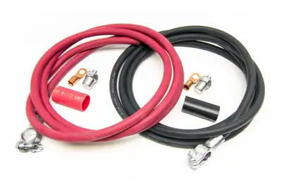 Painless Wiring Battery Cable Kit; Incl. 8 ft. Red 1 ga. Positive Cable/8 ft. Black 1 ga. Negative Cable/Side Post Adapter/High Amp Crimp Ring Terminals w/Heatshrink;
