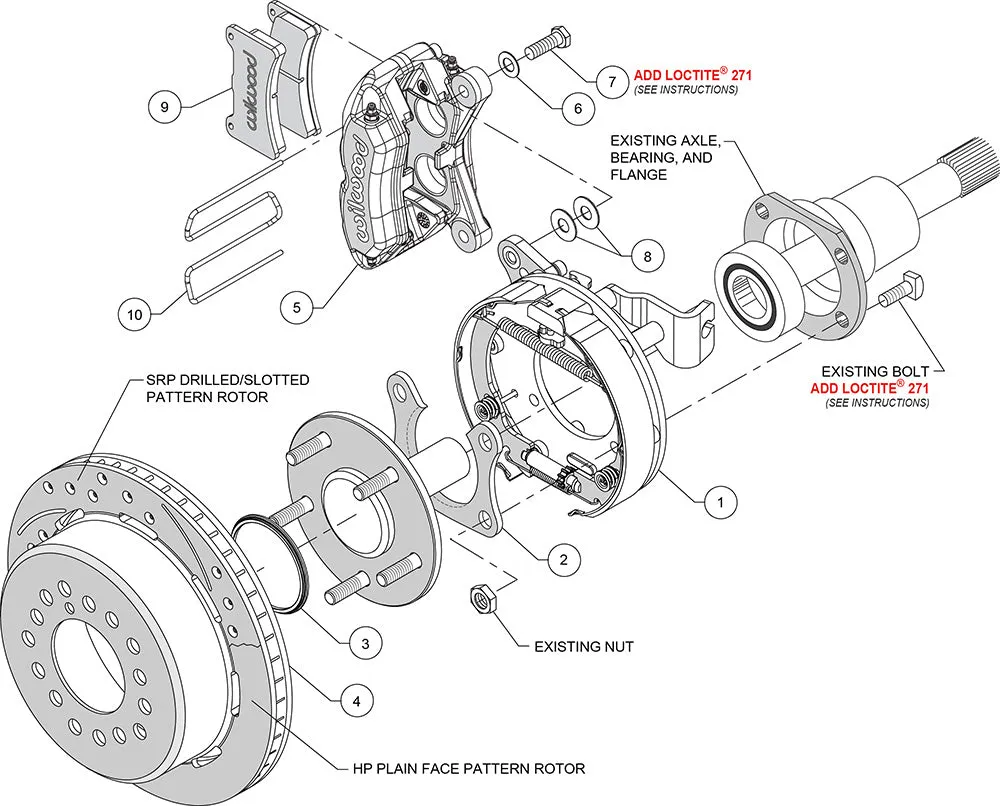 1964 - 1974 Buick, Chevrolet, Oldsmobile, Pontiac Forged Dynapro Low-Profile Rear Parking Brake Kit - 140-11401 product image