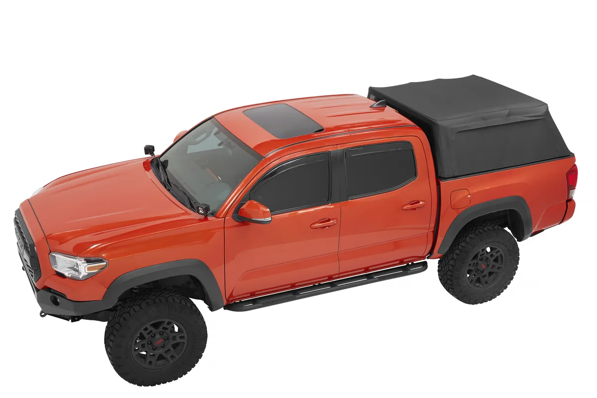 Supertop Truck Bed Cap 2 For Toyota 2005-2023 Tacoma 5.0 Foot Black Diamond PVC Coated Sailcloth No Drill Bestop product image