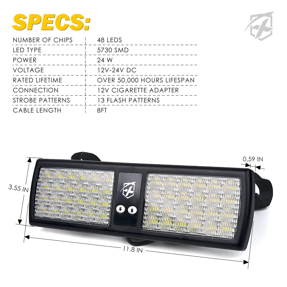 Windshield Visor 48 LED Strobe Lights | Decoy Series product image