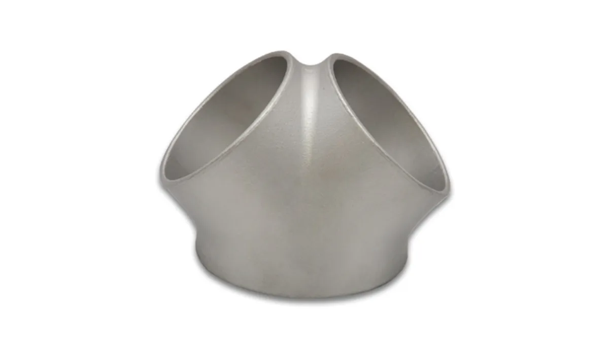 2-1 Merge Collector; 3 in. Inlet I.D.; 2.5 in. Outlet O.D.; 3.25 in. Collector Height; 3.5MM Wall Thickness; 90 Degrees Splay; product image