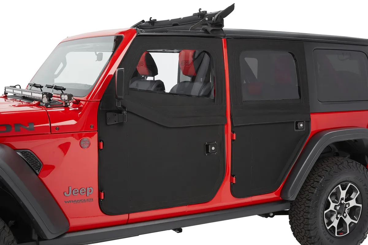 Full Fabric Doors Jeep '20-26 Gladiator '18-26 Wrangler JL Rear Black Twill Bestop product image
