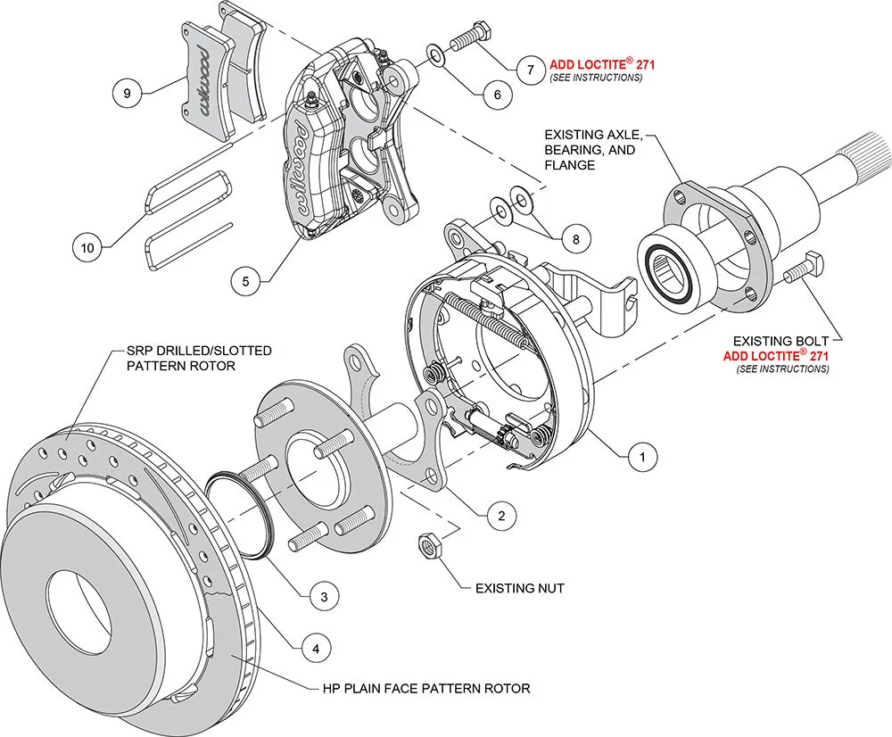 Wilwood FDP-LP 11.00in P-Brake Kit Drill-Red New Big Ford 2.50in Offset product image
