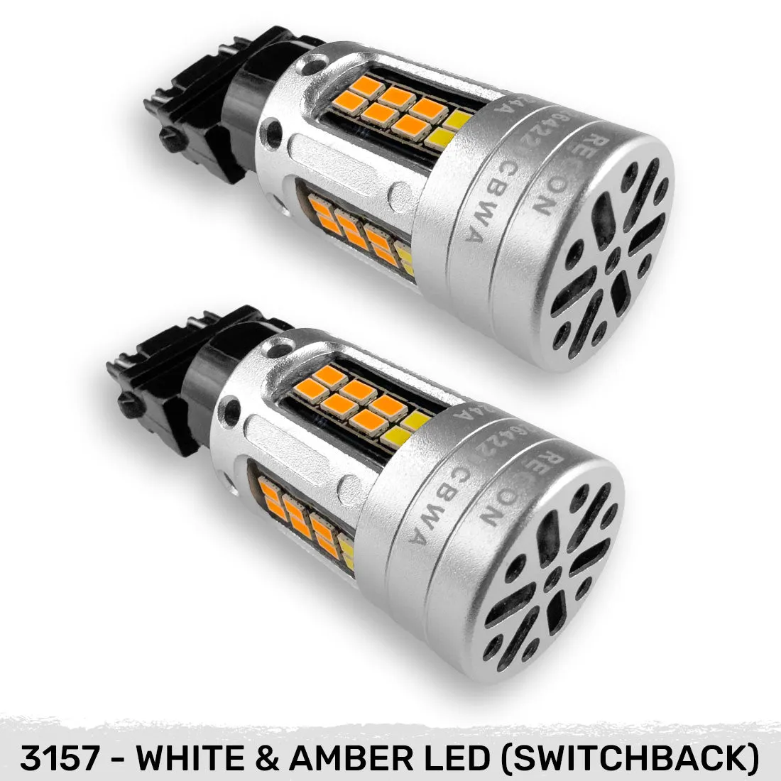 3157 Dual Color Switchback LED Bulbs w White Running Lights Amber Turn Signals Can Bus Compatible Eliminates Hyper Flash - White Amber Two Bulbs Per Package product image