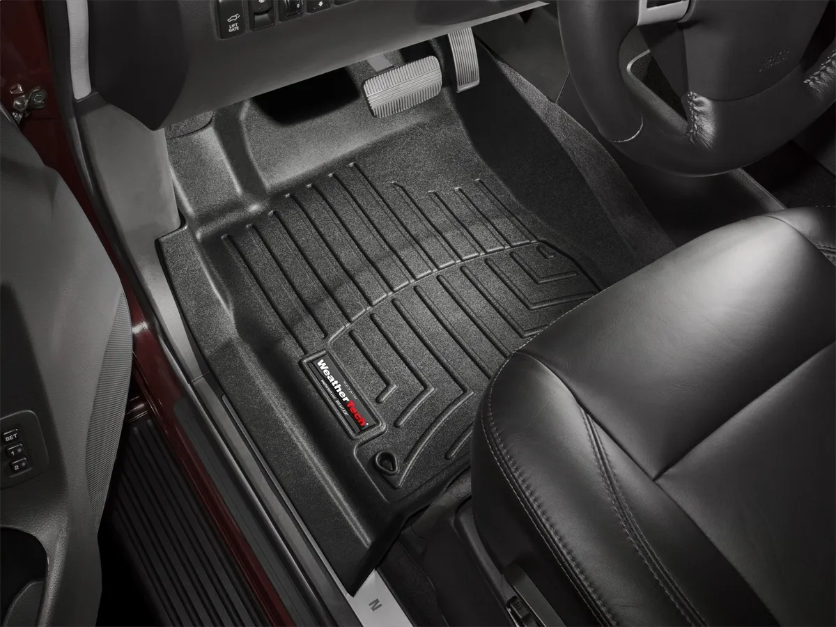 Weathertech 2008 - 2010 Infiniti QX56 Black Front FloorLiner Post Hole (Nissan/Infiniti FLs):2; / 2008 + Nissan Armada Black Front FloorLiner Post Hole (Nissan/Infiniti FLs):2; / 2008 + Nissan Titan Black Front FloorLiner Bodystyle:Crew Cab;Post Hole (Nissan/Infinit
