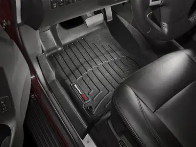 Weathertech 2008 - 2010 Infiniti QX56 Black Front FloorLiner Post Hole (Nissan/Infiniti FLs):2; / 2008 + Nissan Armada Black Front FloorLiner Post Hole (Nissan/Infiniti FLs):2; / 2008 + Nissan Titan Black Front FloorLiner Bodystyle:Crew Cab;Post Hole (Nissan/Infinit