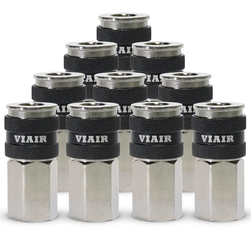 "3/8"" NPT - (M) Automatic Coupler - Steel / Nickel Plated w/ black sleeve & No Logo-10pc" product image