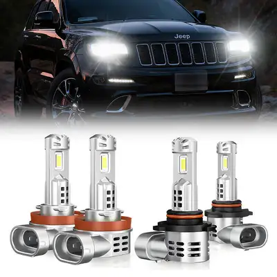LED Factory Mart Fit For 2014-2016 Jeep Grand Cherokee H11 9005 LED Headlight Bulbs