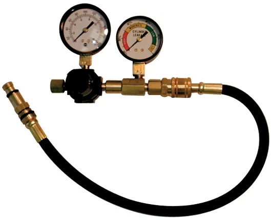 Leakdown Tester Kit Dual Gauge 14mm and 18mm Spark Plug Hole Adapters White Dial Faces Proform product image