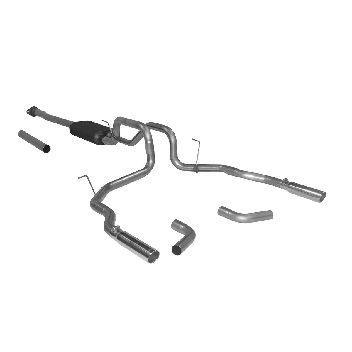 11-13 Ford F-150. 3.5L Eco Boost Turbo V6 All Wheel Bases Cat-back Pro-Series Muffler Mandrel Bent 2.5in. 16 Gauge Tubing 3in. Polished 304S W/Embossed Logo Tips DOR/S Force II 409S Stainless Steel product image
