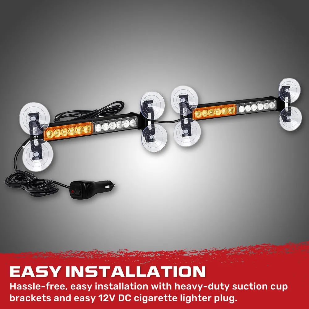 Interior Glass Mounted LED Strobe Light in Amber And White - Suction Cup Installation AC Adapter Plug And Play Connectivity With 20 Lighting Functions product image