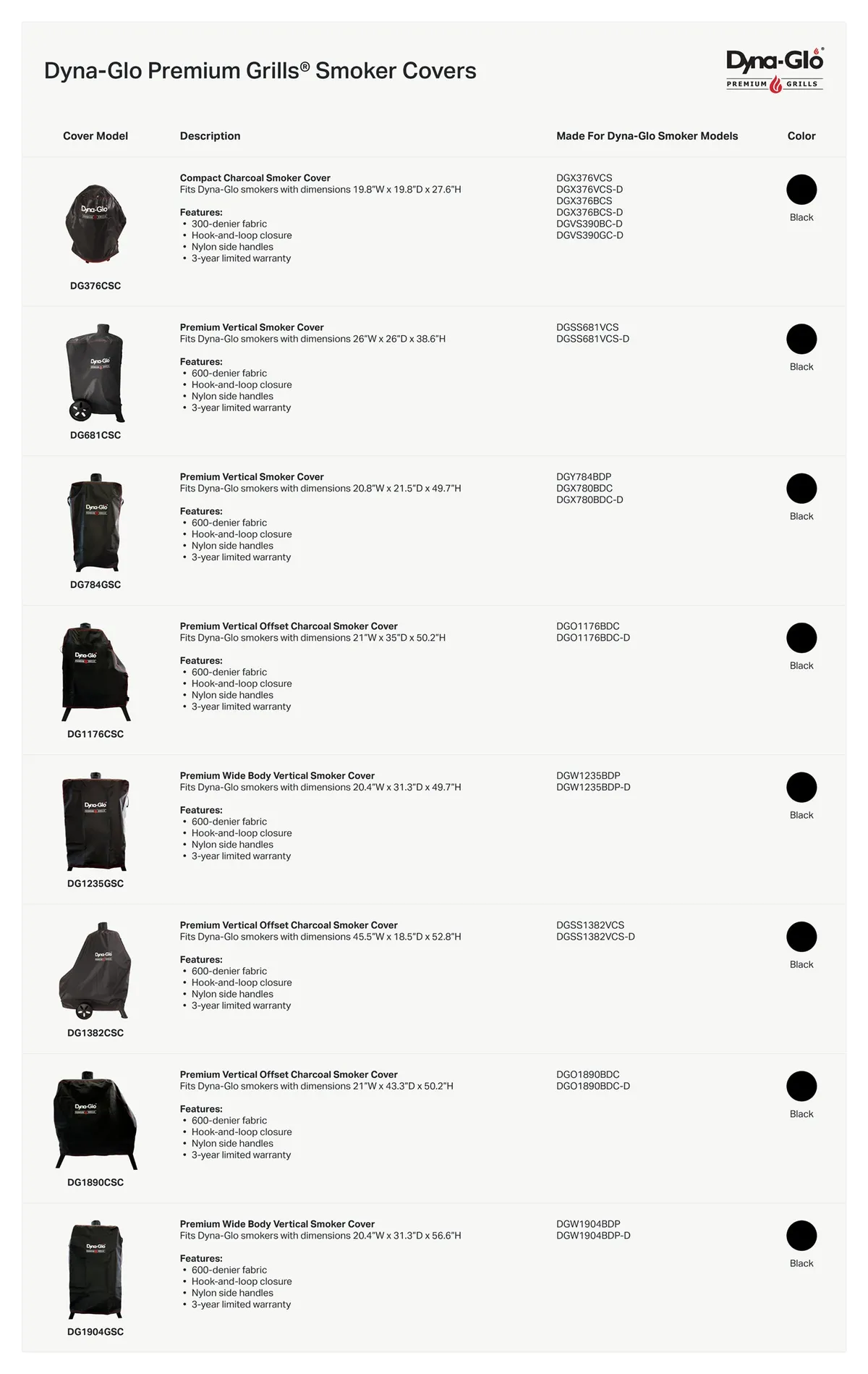 Dyna-Glo Compact Charcoal Smoker Cover product image