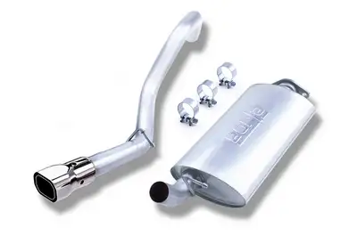 Borla Touring Cat-Back Exhaust System 2.25 in. Incl. TubingMufflerHardware3.38 in. x 3 in. Square x 6.5 in. Long Single Angle-Cut Phantom Tip Single Right Rear Exit