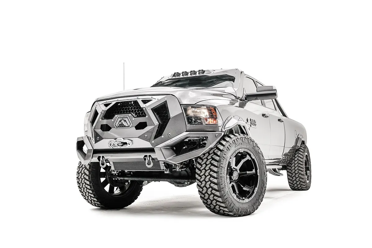 Grumper Grill/Front Bumper; 2 Stage Black Powder Coated; Combines Both Grille And Bumper; product image
