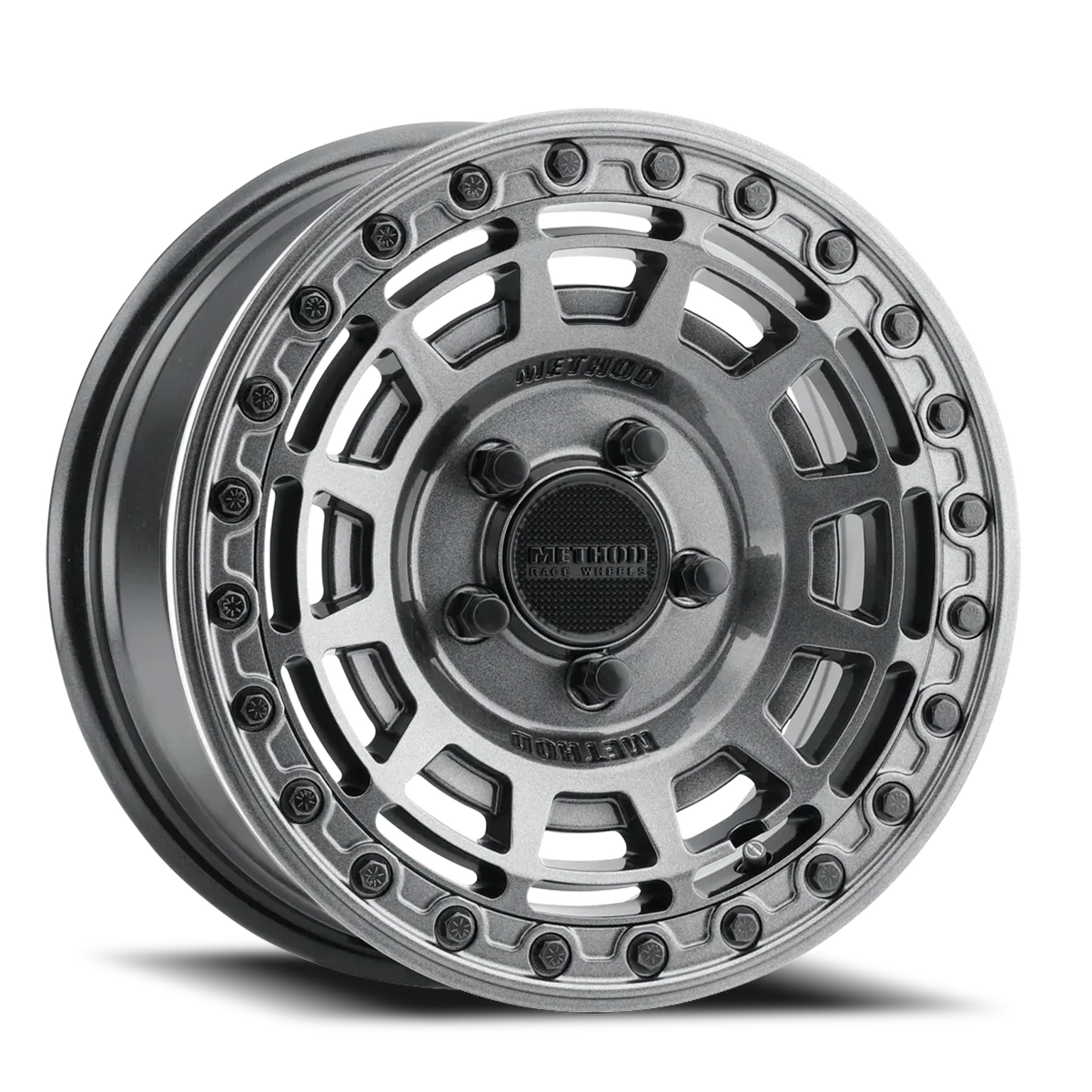 Aluminum Wheels 15x7 MR415 Beadlock UTV Bolt Pattern 5 On 114.3 Offset 38 Lip Size 0 Graphite GY Gloss Graphite Ring Method product image