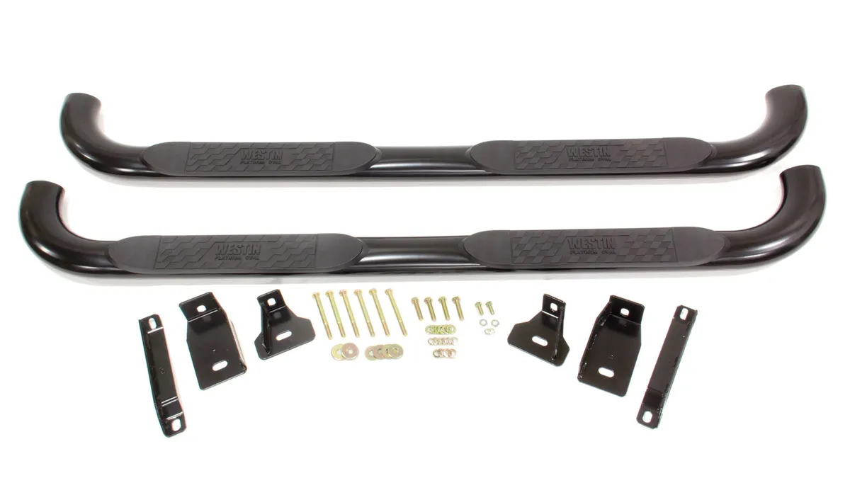 Westin Platinum 4 Oval Nerf Step Bars Black SilveradoSierra 1500 Crew Cab 1999-2013 1500HD Crew Cab 2001-2007 253500HD Crew Cab 2001-2014 Excl 2011-2014 HD Diesel