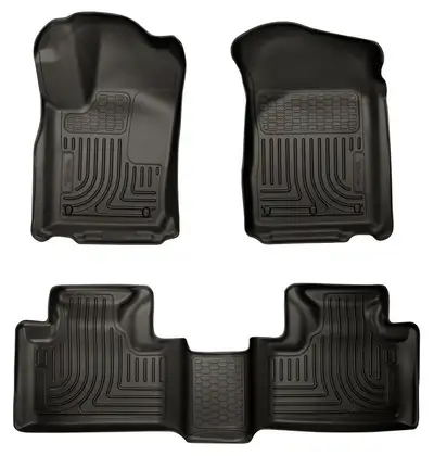 Husky Liners Front 2nd Seat Floor Liners Footwell Coverage Black Front And Second Rows 2011-2015 Dodge Durango Second row bench seat with a third row seat. Second row bench seat with no third row seat. Second row bucket seat with a third row seat. Second row bucke