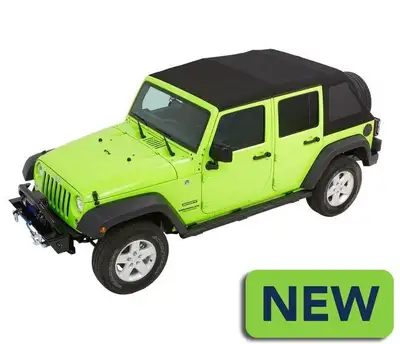 Bestop Jeep Wrangler Trektop Glide Slantback Soft Tops For Jeep 2007-2018 Wrangler JK 4 Door Black Diamond Bestop