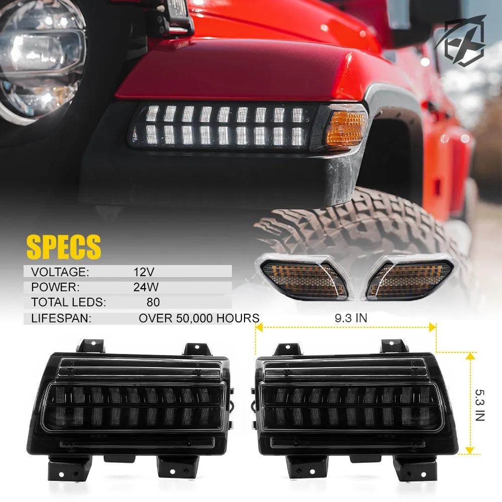 Xprite LED Turn Signal Lights for Jeep Wrangler JL & Gladiator JT – Sequential Amber Parking Lights with Smoked Lens | Plug & Play Upgrade product image