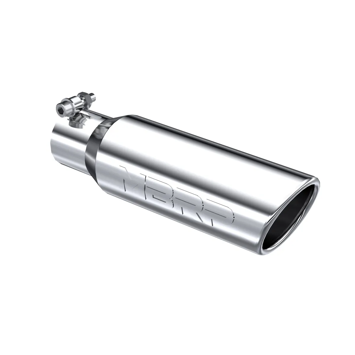 Armor Pro Exhaust Tip; 2.5 in. Inlet Diameter; 3.5 in. Outlet Diameter; 12 in. Length; Angled Rolled Edge; T304 Stainless Steel; Mirror Polished; product image