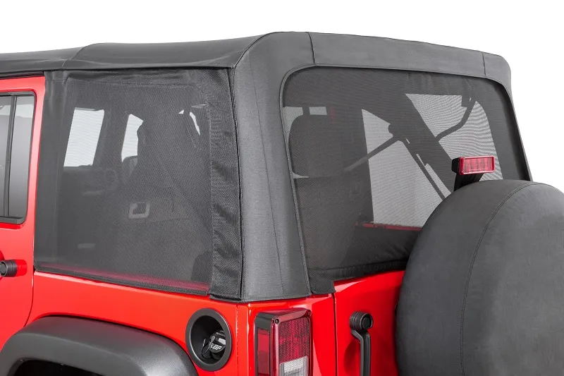 Mesh Trail Screens 2010-2018 4 Dr JKU Wrangler with Factory Original or MasterTop Soft Top 3 Piece Kit Black Mesh MasterTop product image