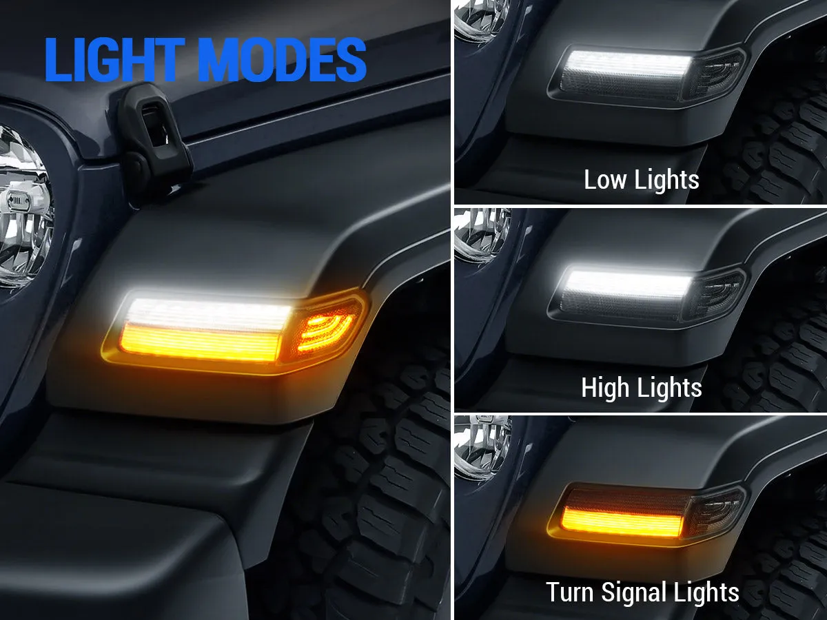 Front LED Turn Signals & Fender Side Marker Lights Combo for 2018-Later Jeep Wrangler JL & Gladiator JT product image