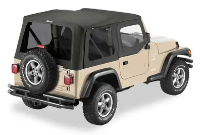 Bestop Replace-A-Top for OEM Hardware For Jeep 1997-2002 Wrangler TJ Tinted Black Sailcloth Upper Door Skins Included Bestop