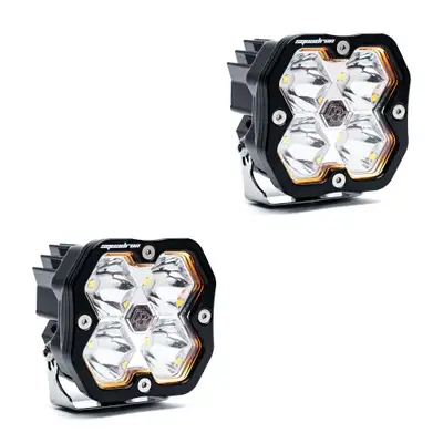 Baja Designs Squadron 2.0 Sport Black LED Auxiliary Light Pod Pair (No Harness) Universal Clear Spot Baja Designs
