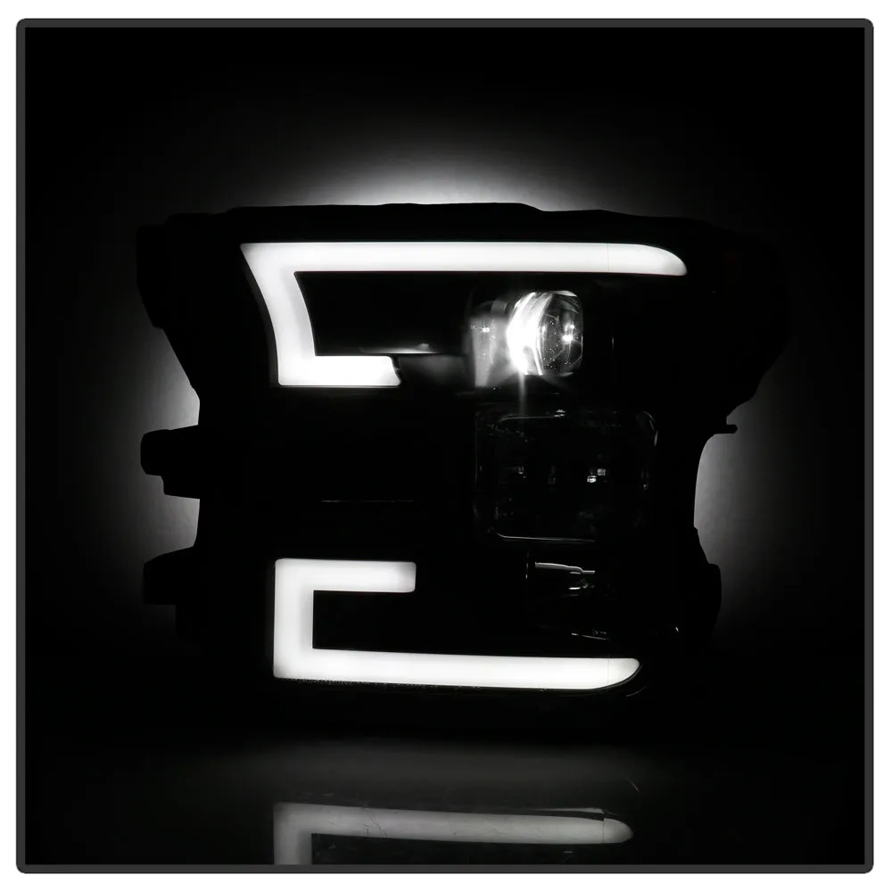 ( Spyder Platinum ) Ford F150 2015-2017 Halogen Model Only ( do Not Fit Factory LED Model ) High-Power LED Module (Low Beam) Equipped Headlights - Black - Low Beam: LED (Included) - High Beam: - Turn Signal: product image