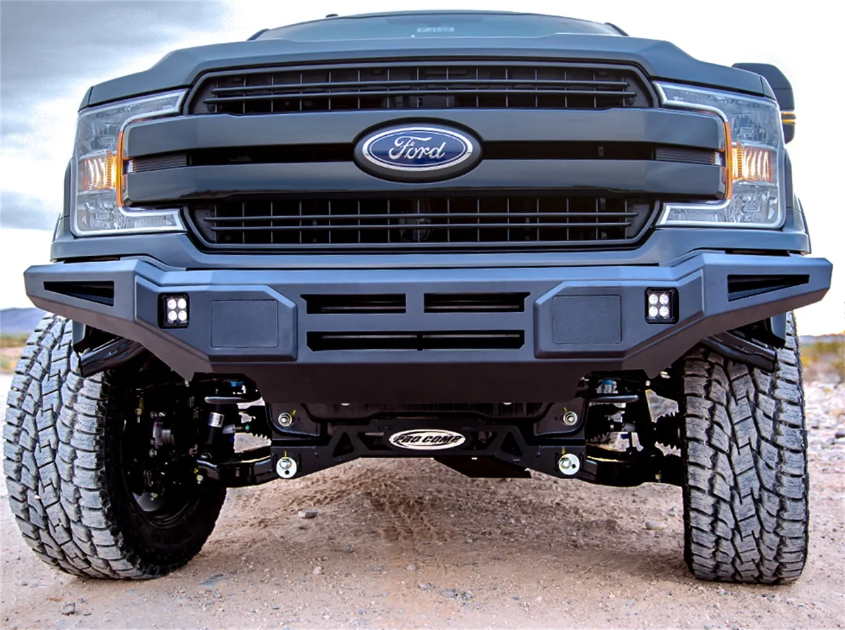 Alumilite Front Bumper; w/ 3.5 in. Double Or Single Square Light Holes; w/ Bolt-On RT Series Light Bracket; Fits w/o Or w/ Parking Sensors; Retains Factory Tow Hooks; Non-Winch; product image