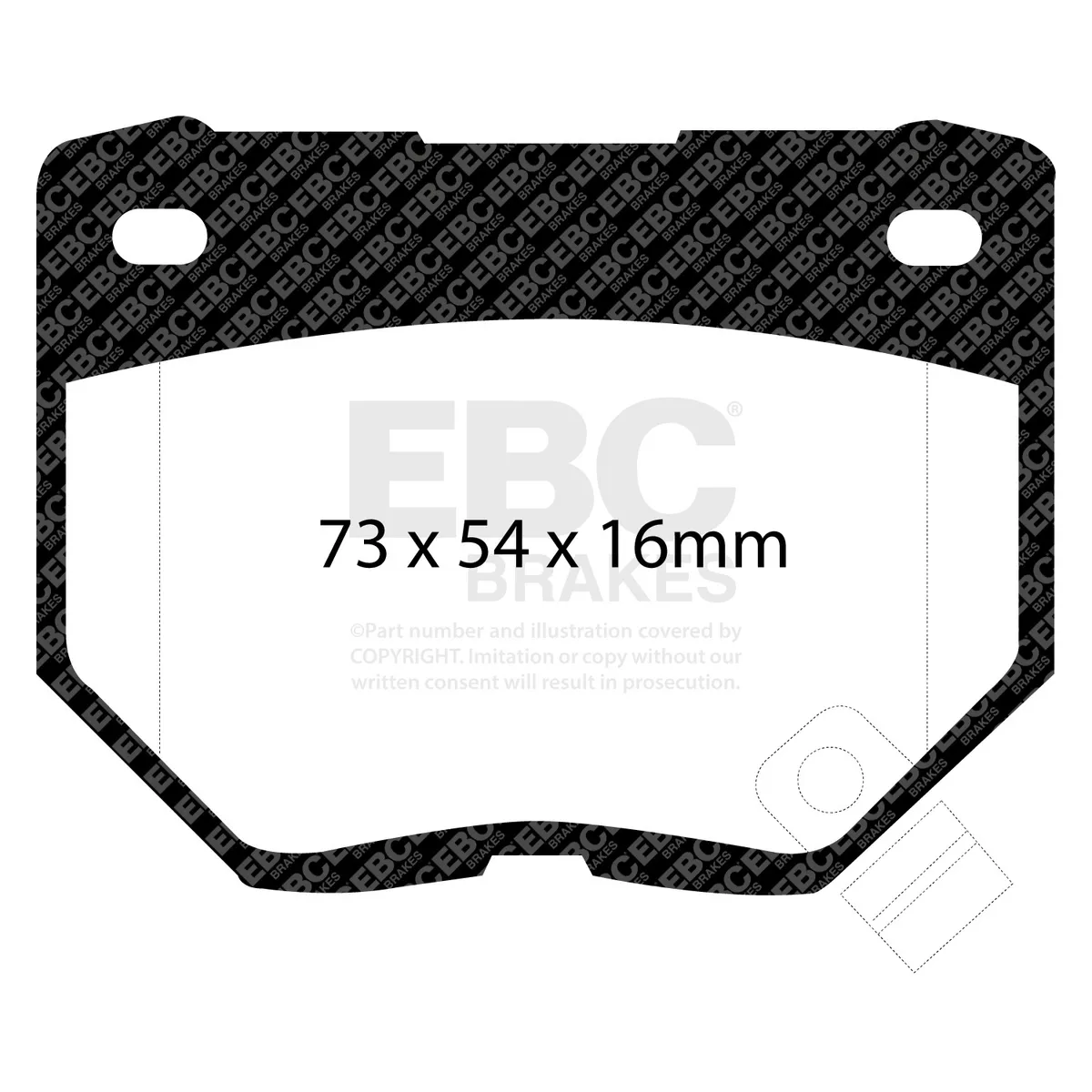EBC RP-1 Race Brake Pads; Rotor Num: RK699/RK1059/RK728/RK7409; Solid/Vented; 5 Bolt Holes; 11.6/11.4/10.5 in. Rotor Dia.; 295/290/266/289/291 mm. Dia.; D461 FMSI Design; product image