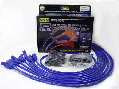 Taylor Cable Taylor Cable Universal 8mm Resistor Core Pro Spark Plug Wire Set - 8 Cylinders - 135° Spark Plug Boot Angle - Blue - 70653