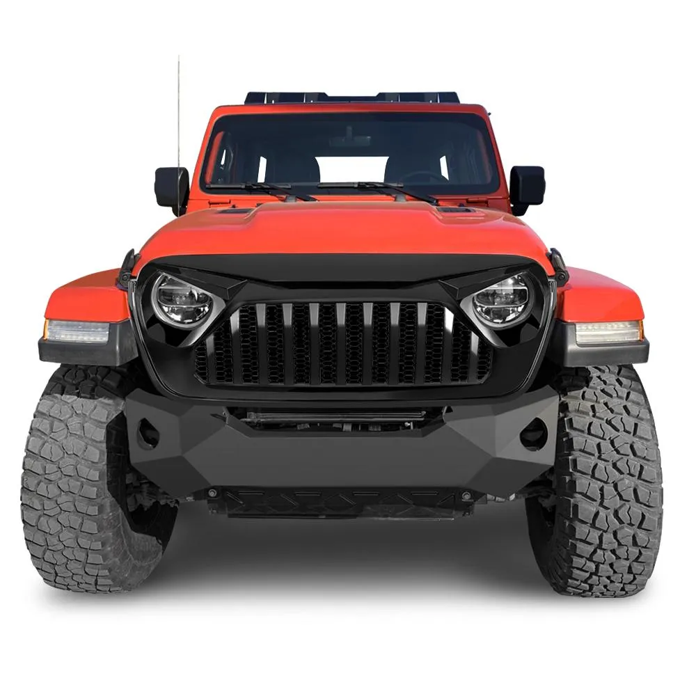 Vader Grille W/ Mesh - Glossy Black For 18+ Jeep Wrangler JL & Gladiator JT W/O Trailcam product image