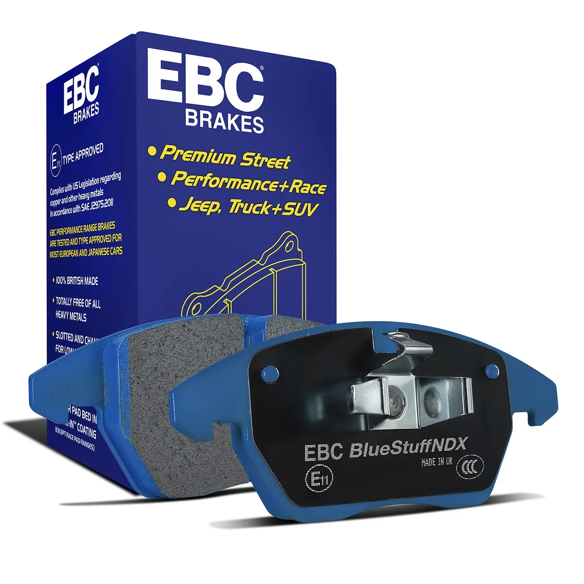 Bluestuff NDX Full Race Brake Pads; FMSI Pad No. D1095; Solid; 271mm Dia.; 40.7mm Height; 11mm Thick; 63.5mm Center Hole Dia.; Pad Dimensions: 123 x 53 x 15.5mm; product image