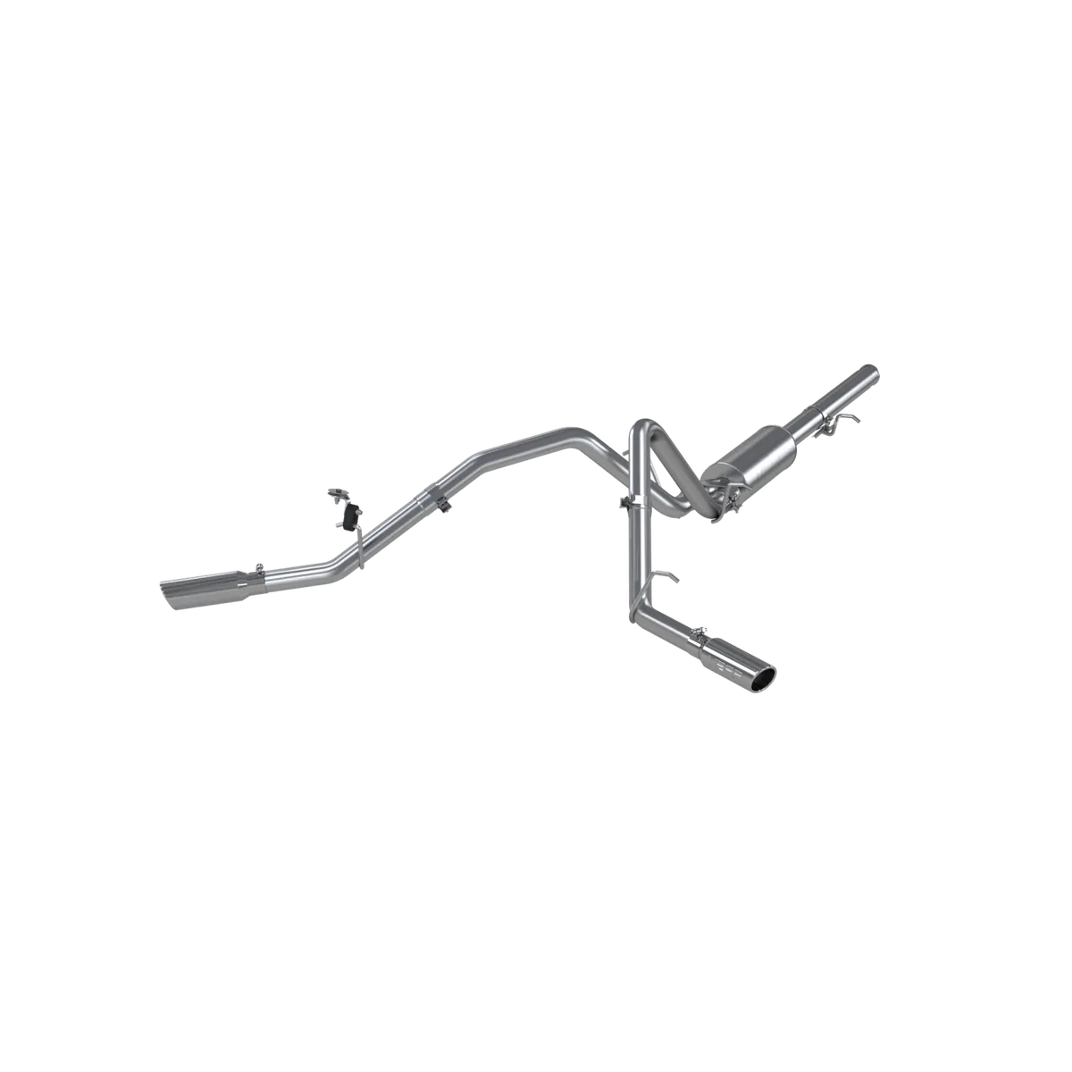 Armor Lite Cat Back Exhaust System; 2.5 in.; Incl. Ext. Pipe/Muffler/Over Axle Pipes/Tailpipes/Hardware/3.5 in. OD Tip; Dual Split Side Exit; Aluminized; product image