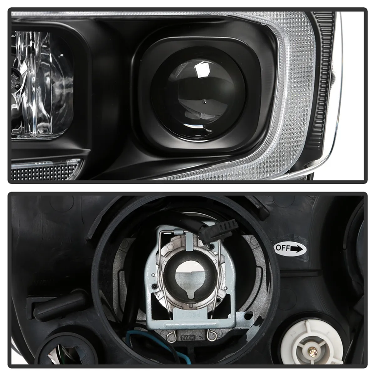 ( Spyder Signature ) Jeep Grand Cherokee 11-13 Xenon/HID Model Only ( Not Compatible With Halogen Model ) Light Bar Projector Headlights - Black - Low Beam-D1S(Not Included) ; High Beam-H1(Included) ; Signal-LED product image