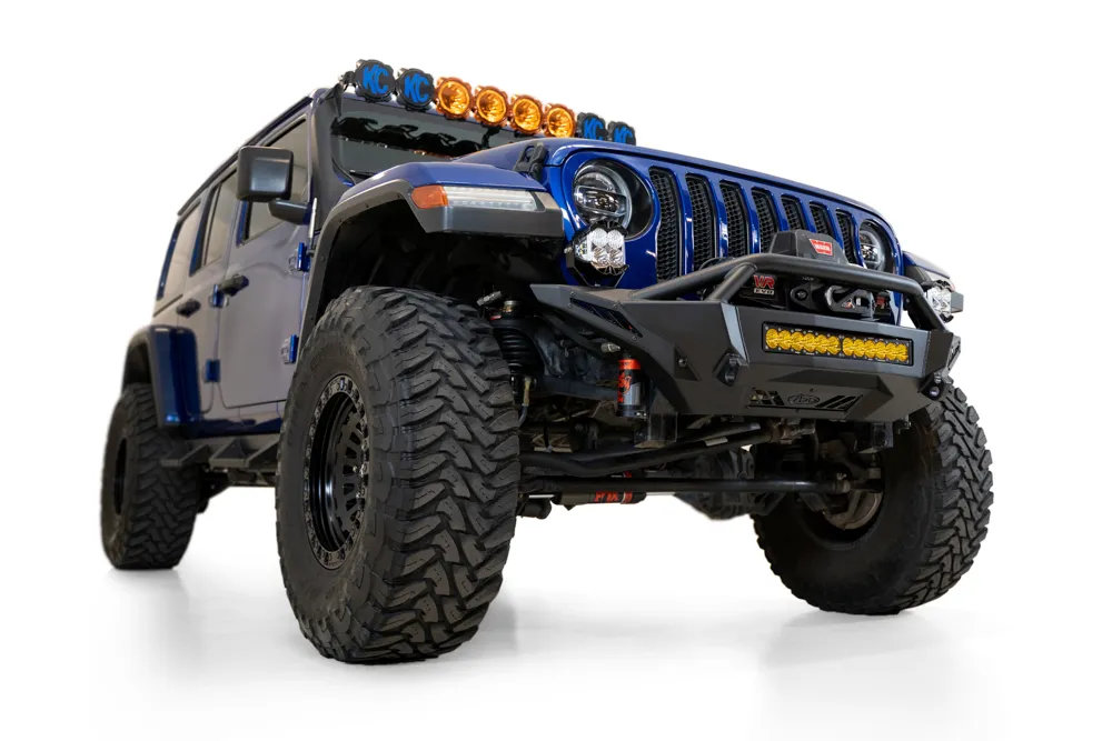 18c Wrangler Stealth Fighter Front Bumper W/D Ring & Winch Mount Universal 20in Mounts Black product image