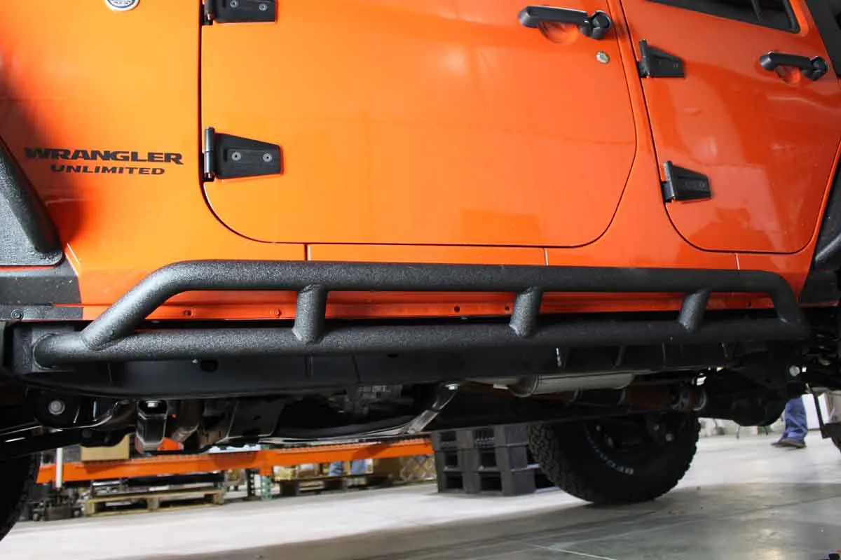 Jeep JK Rock Sliders 4 Door 07-18 Wrangler JK Unlimited Steel Black Textured Powdercoat Fishbone Offroad product image