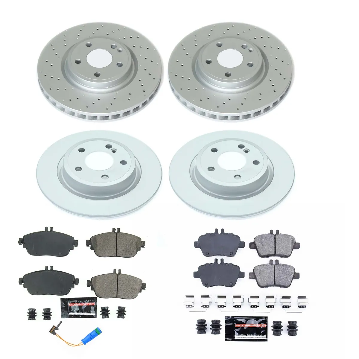 Z23 Sport Geomet Coated Rotor Kit For European Vehicles: Genuine Geomet Fully Coated Rotors; Carbon-Fiber Ceramic Pads W/Hardware; Pad Sensors product image