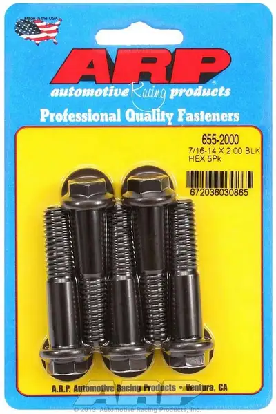 ARP Auto Racing 7/1614 x 2.000 Hex 1/2 Wrenching Black Oxide Bolts