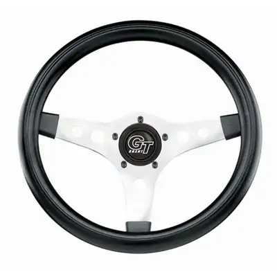 Grant GT Sport Steering Wheel; 13 in. Diameter; 3 1/2 in. Dish; Black Foam Hand Grip; Brilliant Chrome 3-Spoke Design;