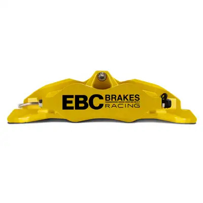 EBC Brakes Apollo-6 Brake Caliper; Yellow Caliper; Front Right Leading Axle Position; Aluminum 2-pc. Bolted Body; 140 Bar Max Working Pressure; DP002 EBC Pad Shape;