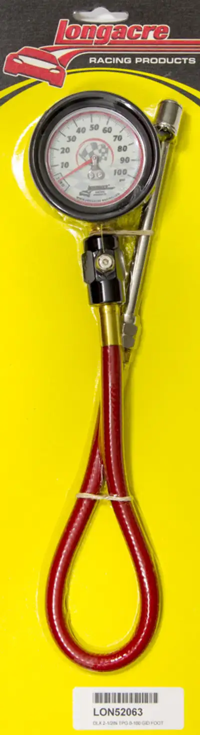 Longacre Tire Gauge 0-100PSI 2.5 in GID Deluxe Foot Valve