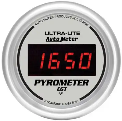 AutoMeter Gauge, Pyrometer (EGT), 2 1/16", 1600?F, Digital, Silver Dial w/ Red LED
