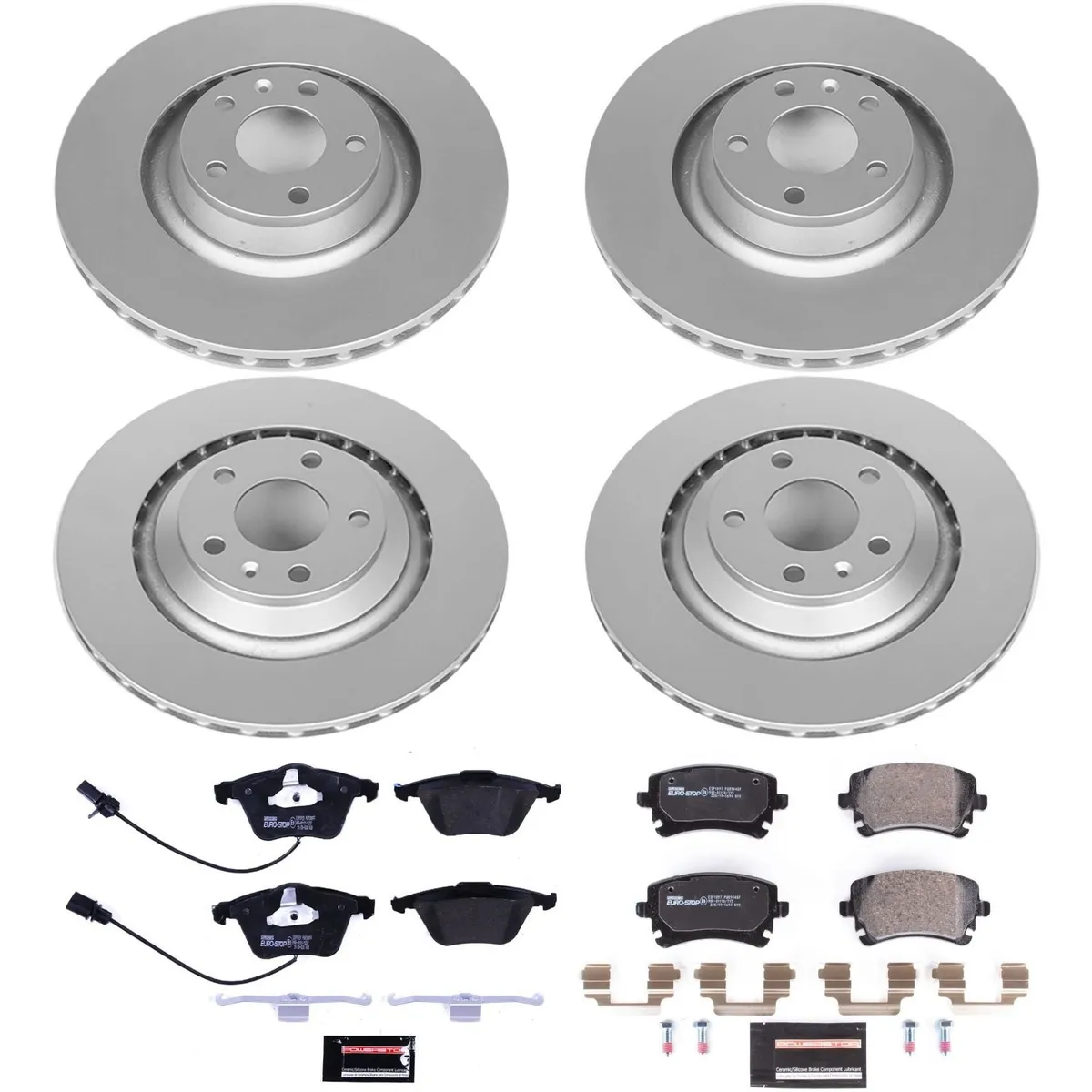 Euro-Stop Kit: Genuine Geomet Fully Coated Rotors; Ece-R90 Certified Pads W/Hardware product image